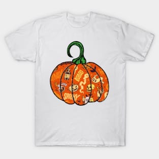 Halloween Vintage Spells and Potions Ghosts and Pumpkins Bat T-Shirt